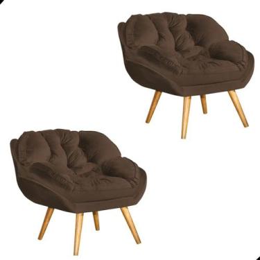 Imagem de Kit 2 Poltrona California Para Sala Veludo Amamentação Papai - Fina Mo