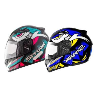 Imagem de Kit Capacete Moto Ebf Spark Dragon Tiffany E Dragon Azul, Tiffany / Az