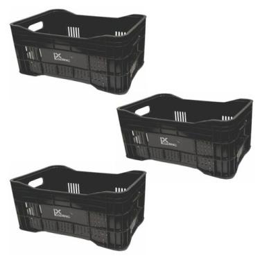 Imagem de Kit 3 Caixas Plásticas 36L Hortifrúti Agrícola Organizadora - PC Cozin