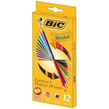 Imagem de Lápis de Cor Sextavado Bicolor BIC, 7422104, 12 Lápis/24 Cores Vibrant