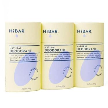 Imagem de Desodorante HIBAR sem plástico de lavanda e jasmim, pacote com 3