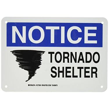 Imagem de Brady Placa de segurança contra incêndio 127350, Legend "Tornado Shelter", 18 cm de altura, peso de 25,4 cm, preto e azul em branco