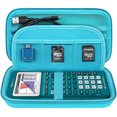 Imagem de Elonbo Estojo de transporte para calculadora gráfica colorida Texas Instruments TI-84 Plus CE/TI-84 Plus/TI-83 Plus/TI-83 Plus CE, bolso de malha extra para carregador de cabo de carregamento, verde