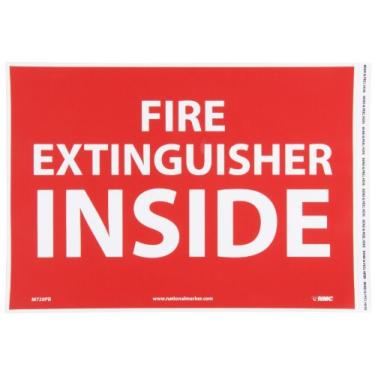 Imagem de NMC Placa de fogo M720PB, legenda "EXTINTOR DE INCÊNDIO INTERNO", 35,5 cm de comprimento x 25,4 cm de altura, vinil sensível à pressão, branco sobre vermelho (pacote com 2)