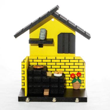 Imagem de Porta Chaves de Madeira Casinha Mineira Decoração P Amarelo