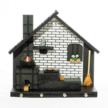 Imagem de Porta Chaves de Parede Casinha Mineira Artesanal G Branco