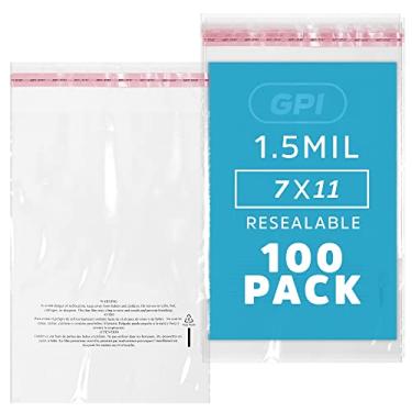 Imagem de GPI - Pacote Com 100 Sacos Plásticos Transparentes Autovedantes De 7" X 11", 1,5 Mil, Removíveis E Resseláveis, Fita Adesiva Aviso Sufocamento Para Embalagem, Envio Camisetas Roupas.