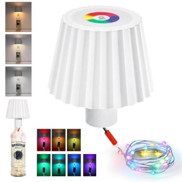 Imagem de Hinine Abajur Sem Fio Rgb Para Garrafas Com Led Regulável, 3 Temperaturas De Cor - Mesa Recarregável Qualquer Garrafa, Quarto Ou Bar Restaurante