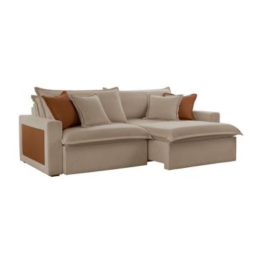 Imagem de Sofá 4 Lugares Retrátil e Reclinável Dubai Veludo Marrom 270 cm