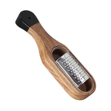 Imagem de IEUDNS Ralador de queijo com recipiente, zester box, resistente, portátil, utensílio de cozinha, compacto com cabo de madeira, para limão e