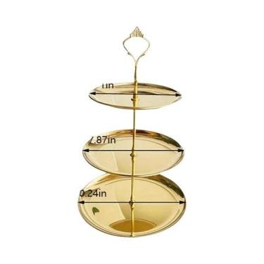 Imagem de Suporte De Bolo De 2/3 Camadas Em Aço Inoxidável Dourado E Prateado, S
