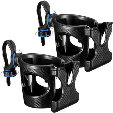 Imagem de Wonderjune 2 peças de suporte de copo de carrinho de golfe com suporte de telefone 2 em 1 acessórios de carrinho ajustáveis para apoio de braço do banco dianteiro e traseiro, compatível com Ezgo/Club