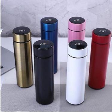 Imagem de Garrafa Térmica Em Aco Inox Com Termômetro Digital 500ml Led Estilo Mo