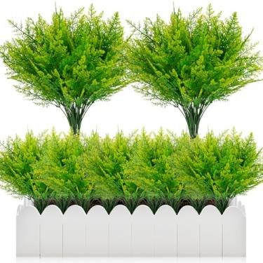 Imagem de 6 peças de plantas falsas para ambientes externos – plantas artificiais RAINFLOW plantas artificiais para ambientes internos e externos, samambaias falsas e caules, decorações para jardim, varanda