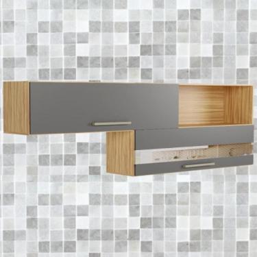 Imagem de Armário Aéreo Cozinha 2 Portas Com Nicho Suspenso Carmenere 100% MDF -