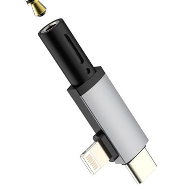 Imagem de Adaptador USB C Lightning para fone de ouvido de 3,5 mm (2 em 1) para Apple AUX Audio Cable Dongle para iPhone 16 15 14 Pro Max divisor de microfone para fone de ouvido para iPad compatível com