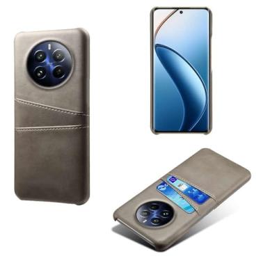 Imagem de Capas Compatível com OPPO Realme 12 PRO,tampa protetora de couro falso,design de saco de cartão com 2 fendas de cartão atrás,proteção anti-impressão digital e anti-gota-Grey