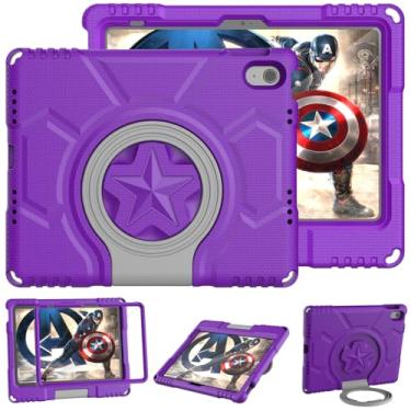 Imagem de DICEKOO Capa Infantil Para Ipad 11ª/10ª Geração 10,9" (Lançamento 2025/2022), Com Protetor De Tela Integrado, Alça Durável À Prova Choque E Suporte Apple 10ª - Roxo