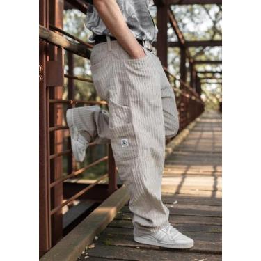 Imagem de Calça Cargo Streetwear Masculina Veludo Canelado Areia - Chronic, 44