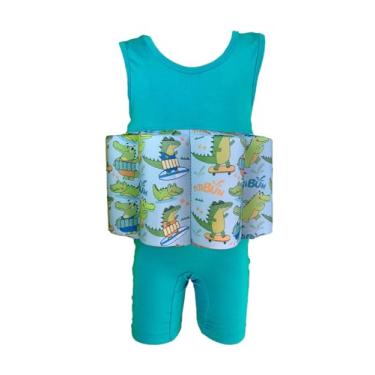 Imagem de BOIA INFANTIL TITIBUM - ROUPA FLUTUANTE CAMISETA MENINO (JACAREZINHO/AZUL TURQUESA, GG)