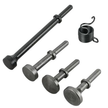 Imagem de FLKQC Kit de ferramentas de martelo pneumático de alisamento de 5 peças, kit de ferramentas de brocas de cinzel pneumático de martelo pneumático de ar com mola, ferramentas de broca de martelo