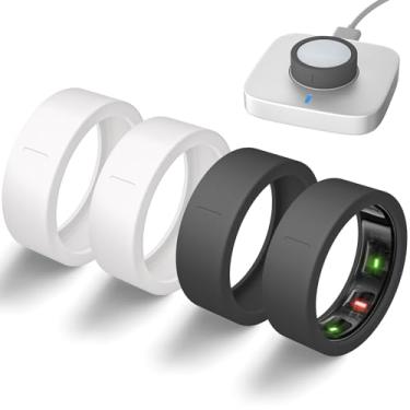 Imagem de BandRain Capas ultrafinas compatíveis com Oura Ring Gen 4/Oura Gen 3, capa protetora de silicone elástico antiarranhões, acessórios para anel ULTRAHUMAN AIR mulheres e homens, pacote com 4