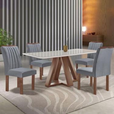 Imagem de Mesa de Jantar 4 Lugares Kyra/Arizona com Vidro Chocolate/Off White/Su