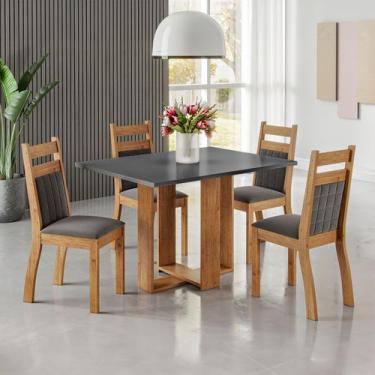 Imagem de Mesa de Jantar 4 Lugares Blend Mel/Cinza/Grafite - Viero Móveis, Cinza
