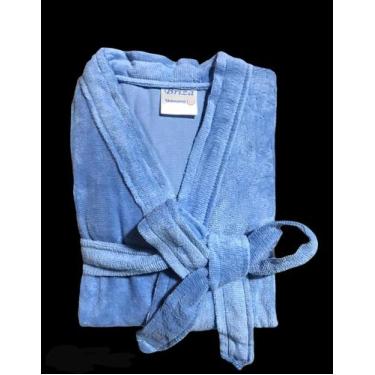 Imagem de Roupão Veludo Adulto 100% Algodão Plus Size Briza Azul (3008) Tam GGG