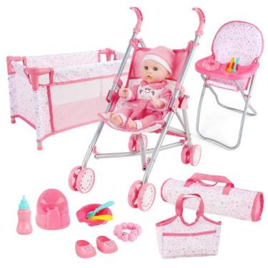 Imagem de Carrinho de bebê Baby Doll Strob Bed Nursery Role Play Set DeAO