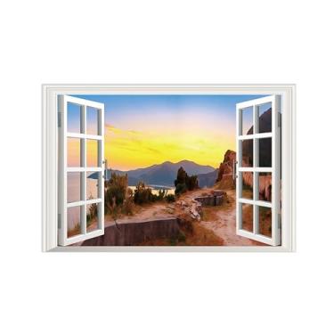 Imagem de Falsas Janelas Paisagens Impressões em Tela-sol montanhas-Quadro Arte Moderna-Natureza Pintura Decoração Parede 20x30cm Sem Moldura