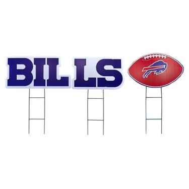 Imagem de Proformance Home NFL Buffalo Bills Wordmark & Football Conjunto de 3 placas de quintal