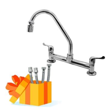Imagem de Torneira Misturador Cozinha Bancada Bica Móvel +