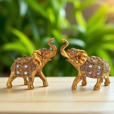 Imagem de Elefante Decorativo Em Resina Indiano Sabedoria Sorte Hindu Preto com 
