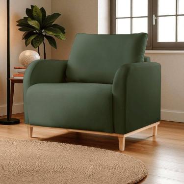 Imagem de Poltrona para Sala de Estar Madeira Maciça Camila Luxo Verde