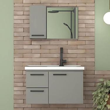 Imagem de Conjunto Gabinete de Banheiro em Aço com Cuba e Espelheira - Rainha do