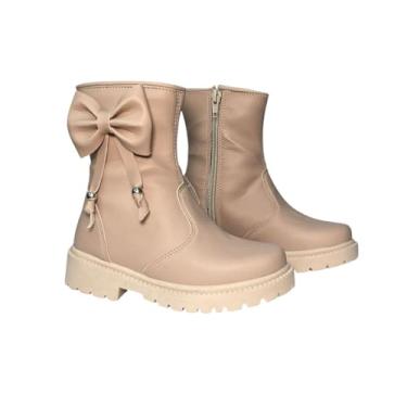 Imagem de Bota Infantil Feminina Fosca com Laço e Pingente – Delicada e Confortável (Nude, BR, Criança de 4 a 8 anos, Numérico, M, 30)