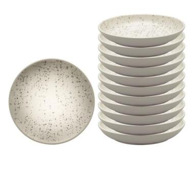 Imagem de Kit Jogo 12 Pratos Fundos Oxford Flat Chuvisco  20,5 cm em Cerâmica De