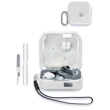 Imagem de Capa para fones de ouvido Nothing Ear 3 2025, capa protetora de silicone macio WUNIAK portátil resistente a arranhões com kit de limpeza, mosquetão e cordão para Nothing Ear3, branca