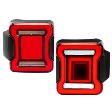 Imagem de Shocklight Luz traseira LED adequada para Jeep Wrangler JK JKU 2007 2008 2009 2010 2011 2012 2013 2014 2015 2016 2017 2018 Jeep Wrangler JK JKU com sequencial sequencial, luz reversa de freio - um par