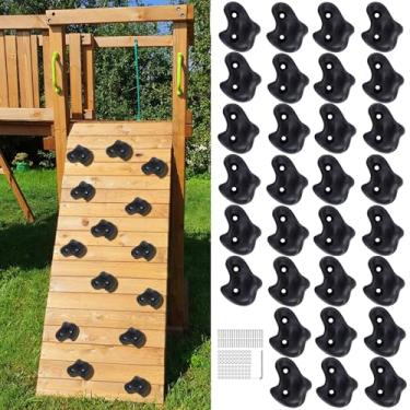 Imagem de KKYOYRE 30 Rock Wall Climbing Holds Extra Large for Kids or Adult,DIY Rock Climbing Grips with Mini Wrench for Indoor Outdoor Playground Play Set(Light Black)