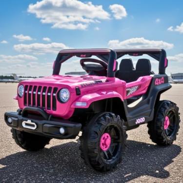 Imagem de Jipe Infantil Elétrico 12v Carrinho Controle Remoto Música (Rosa)