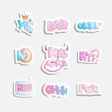 Imagem de Adesivo Fofo Kawai Decorativo para Quarto de Criança e Caderno Com Frases Divertidas e Desenhos Animados 30x30cm