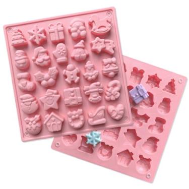 Imagem de 1 molde de silicone de Natal para cavidade de chocolate redondo molde de silicone com Papai Noel boneco de neve design em forma de alce de floco de neve para doces, chocolate, biscoitos, mini bolo