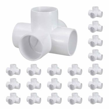 Imagem de Kozelo Pacote com 20 encaixes de tubulação de cotovelo de PVC SCH40 de 1/5.1 cm, encaixe cruzado de saída lateral de canto de cotovelo de PVC de 5 vias, conectores de tubo de grau de móveis para