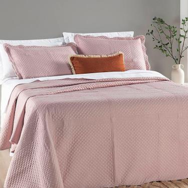 Imagem de Colcha Queen Chess Dupla Face Micropercal 200 Fios 3 Peças - Rosa Suave