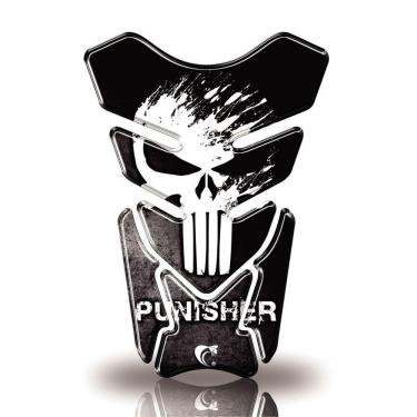 Imagem de Protetor De Tanque Adesivo Moto Honda Yamaha Suzuki Justiceiro Cor Preto