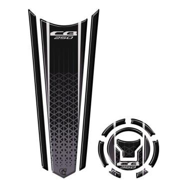 Imagem de Adesivo Protetor Tanque E Bocal Gravatona Honda Cb 250 Acima 2018 Preto