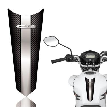 Imagem de Adesivo Faixa Gravata Tanque Moto Cg 125/150/160 Titan Fan Start Carbono Prata