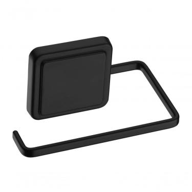 Imagem de Papeleira Preto Fosco Fixação Por Adesivo Norbond Porta Papel Higienico Banheiro Future 182pt